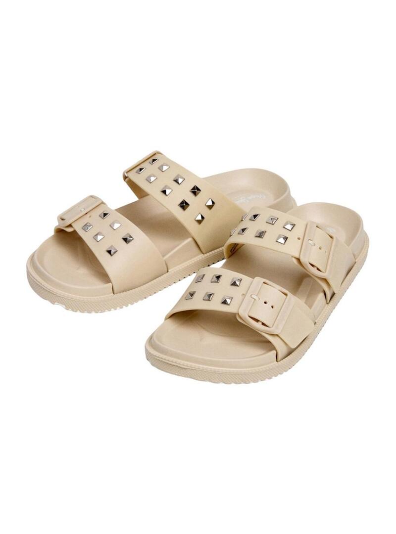 Sandali Pepe Jeans Ocean Studs beige per donna.