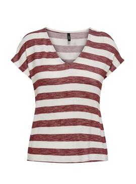 Maglietta Only Llira bordeaux e bianca da donna