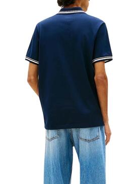 Maglia a polo Tommy Jeans Tipped blu scuro per uomo