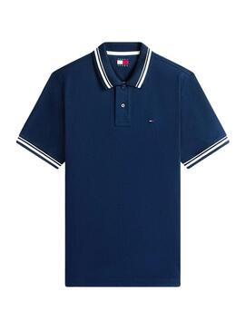 Maglia a polo Tommy Jeans Tipped blu scuro per uomo