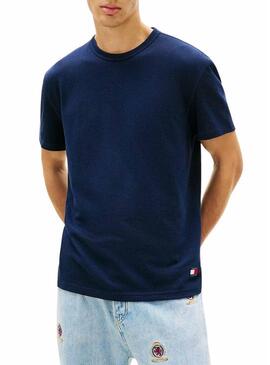 Maglietta Tommy Jeans Waffle blu per uomo