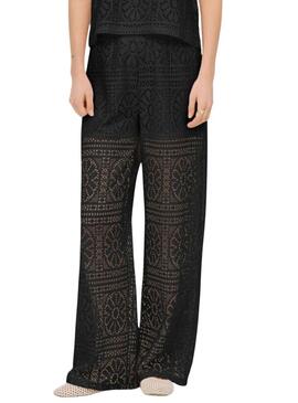 Pantaloni Only Llian Lace neri per donna
