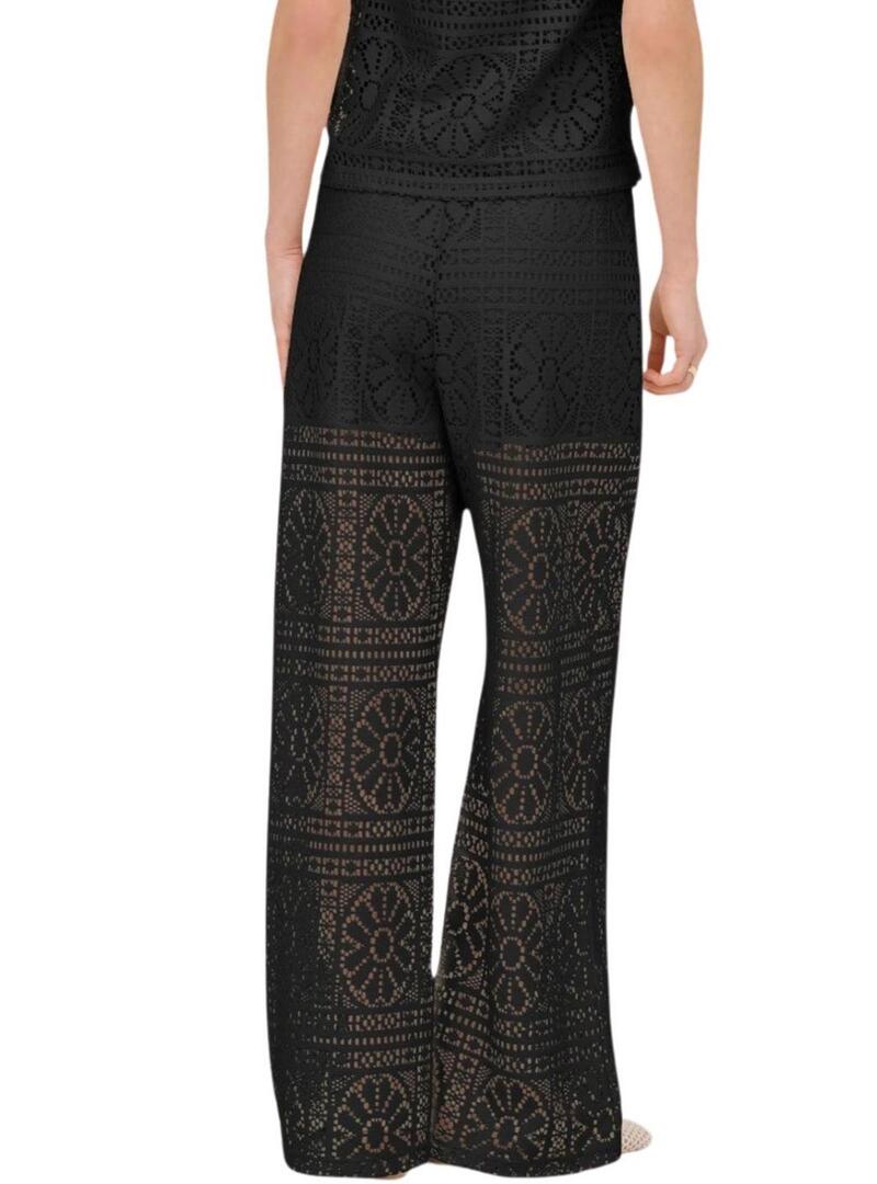 Pantaloni Only Llian Lace neri per donna