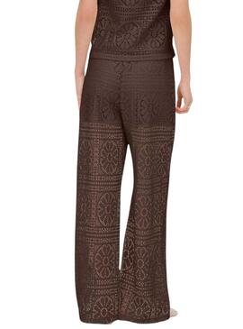 Pantaloni Only Llian Lace marrone per donna.