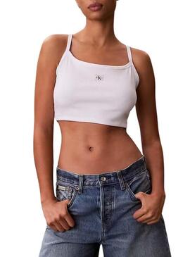 Crop Top Calvin Klein Jeans Baby bianco per donna