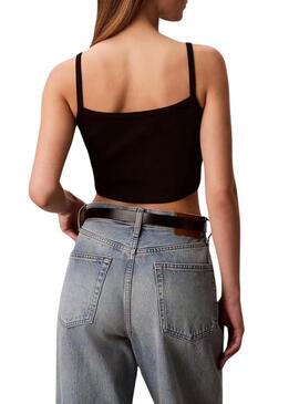 Maglietta corta Calvin Klein Jeans Baby nera per donna.
