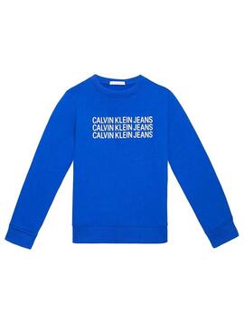 Felpe Calvin Klein Triple Logo blu per Bambino