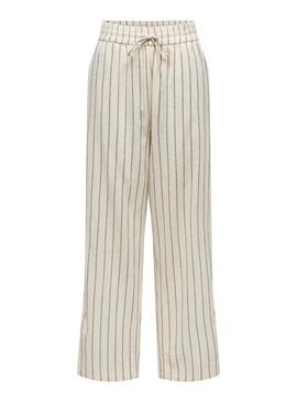 Pantaloni Only Tizana a righe beige e blu per donna