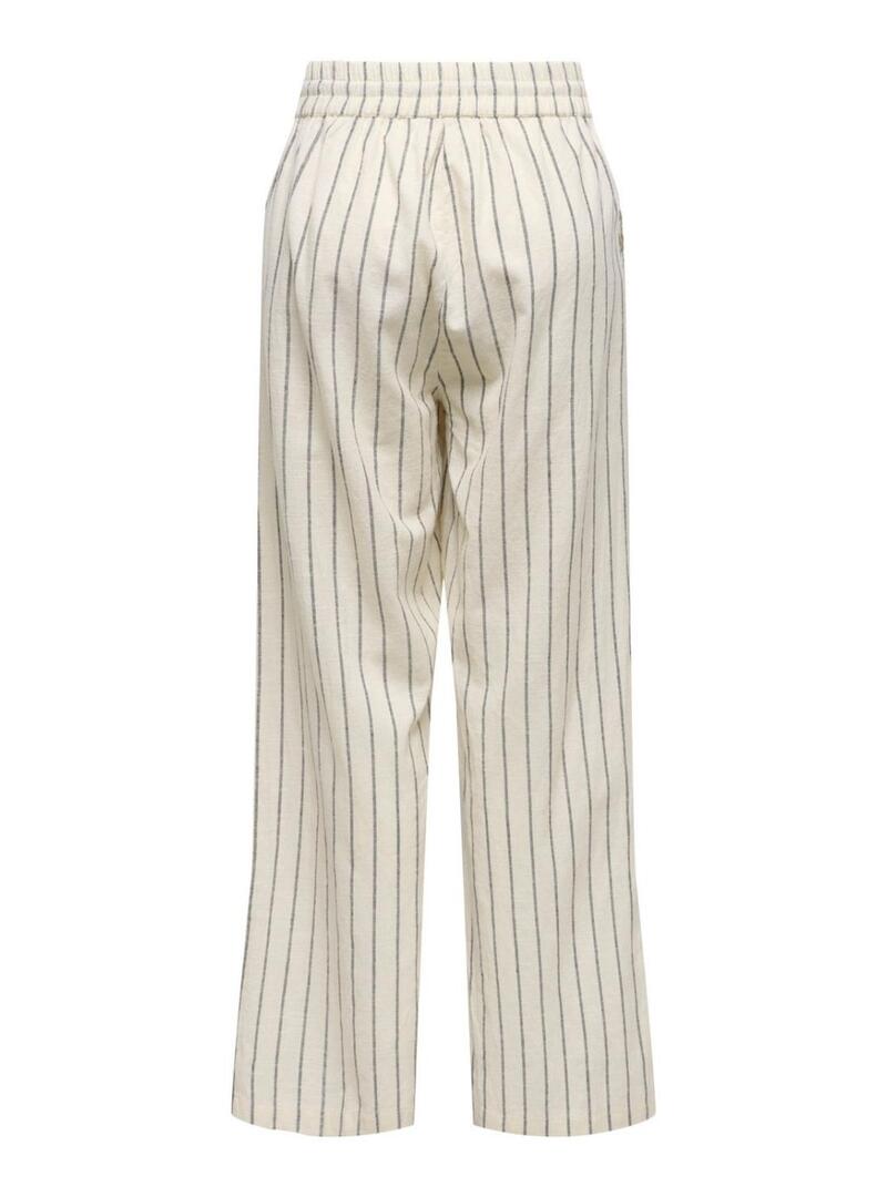 Pantaloni Only Tizana a righe beige e blu per donna