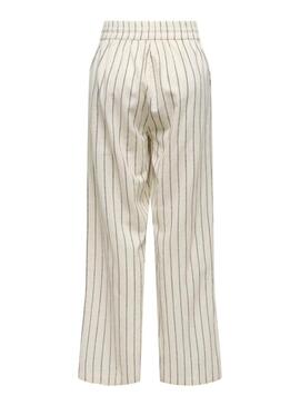 Pantaloni Only Tizana a righe beige e blu per donna