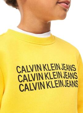 Felpe Calvin Klein Triple Logo Giallo Bambino