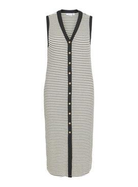 Abito Vila Vijolie a righe bianche e nere per donna.