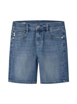 Short Pepe Jeans Cashed blu medio per bambino.