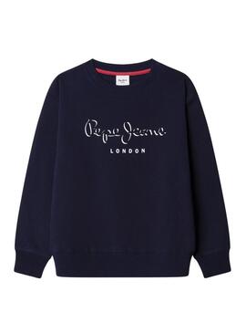 Felpa Pepe Jeans Michael logo blu scuro per bambino