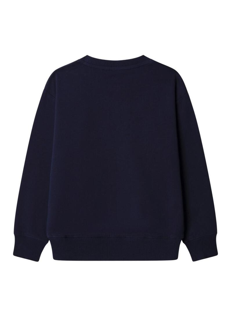 Felpa Pepe Jeans Michael logo blu scuro per bambino