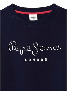 Felpa Pepe Jeans Michael logo blu scuro per bambino
