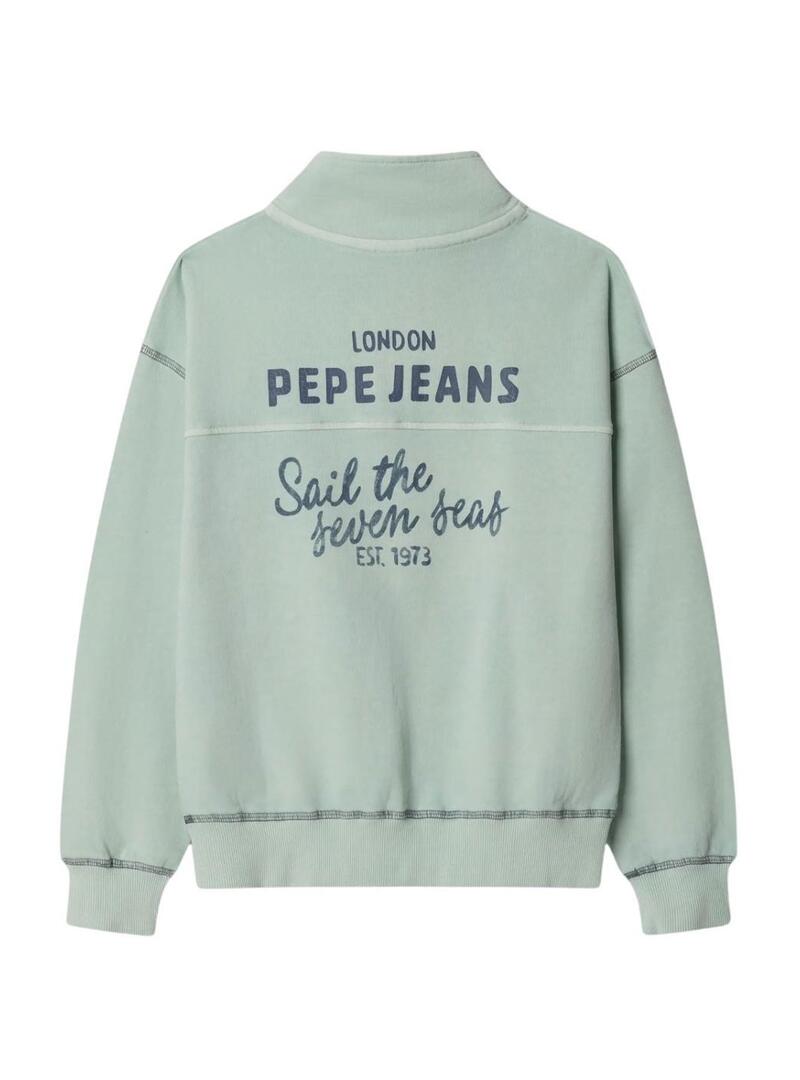 Felpa Pepe Jeans Preston verde acqua per bambino