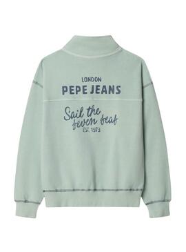 Felpa Pepe Jeans Preston verde acqua per bambino