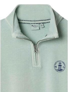 Felpa Pepe Jeans Preston verde acqua per bambino