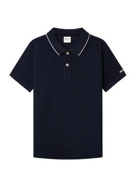 Polo Pepe Jeans Hayden di base blu marino per bambino.