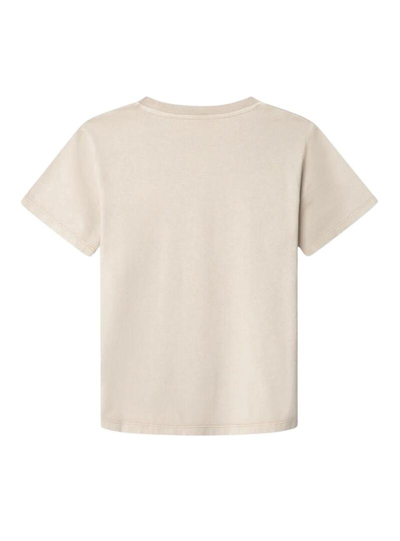 Maglietta Pepe Jeans Wallace con logo circolare beige per bambino