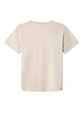 Maglietta Pepe Jeans Wallace con logo circolare beige per bambino