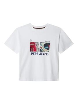Maglietta Pepe Jeans Ash stampa grafica bianca per ragazzo