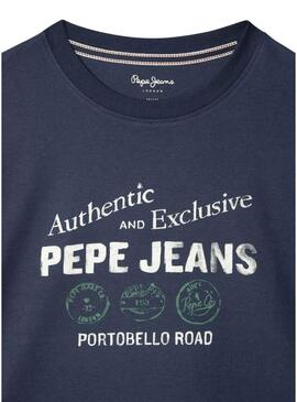 Maglietta Pepe Jeans Carter con stampa logo blu scuro per bambino