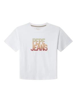Maglietta Pepe Jeans Sage con logo sbiadito bianco per bambino.