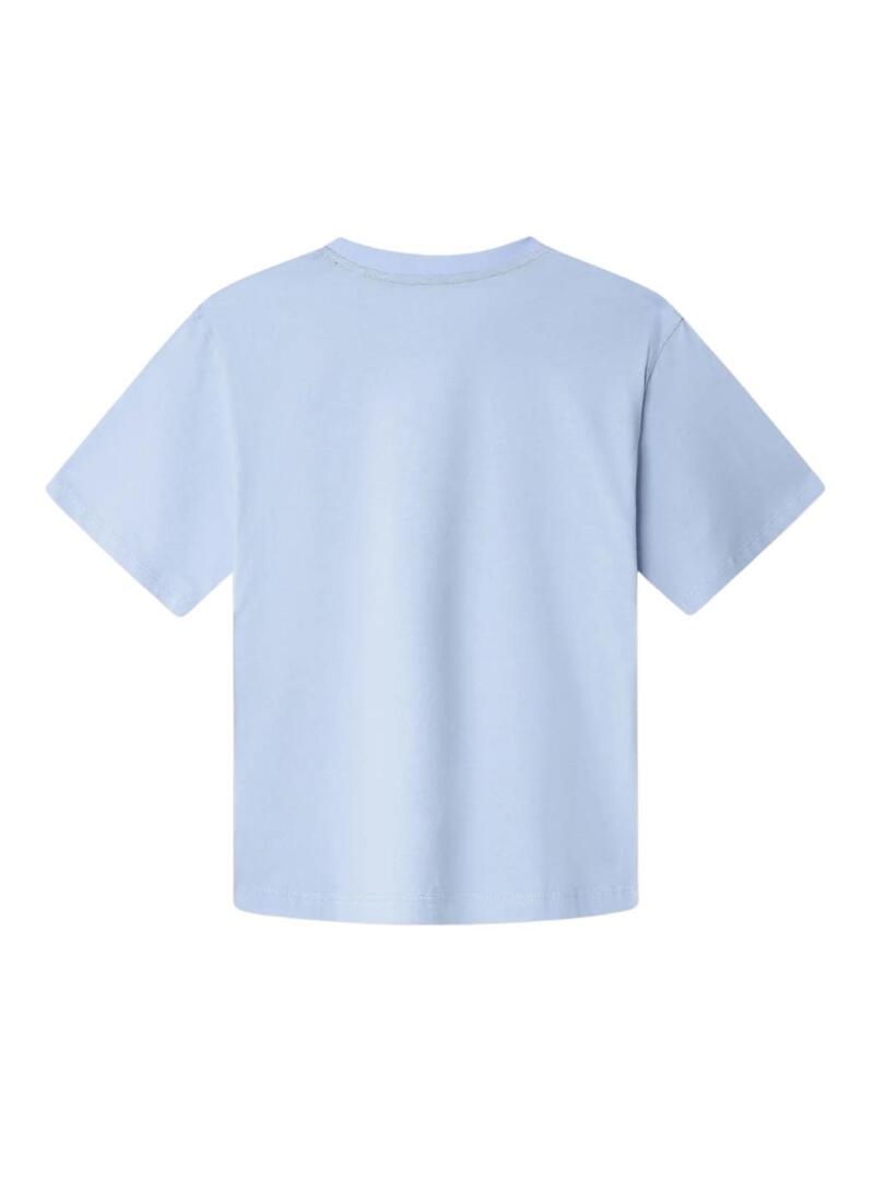 Maglietta Pepe Jeans Joshua con logo blu cielo per bambino
