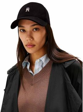 Cappello nero Tommy Hilfiger Elevated Chic per donna.