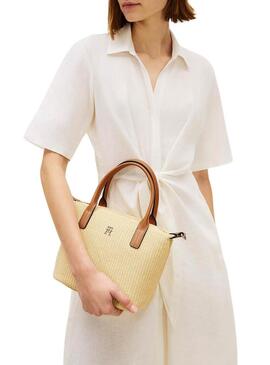 Borsa Tommy Hilfiger Popette mini rafia per donna