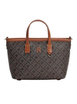 Borsa Tommy Hilfiger Monoplay mini tote marrone per donna