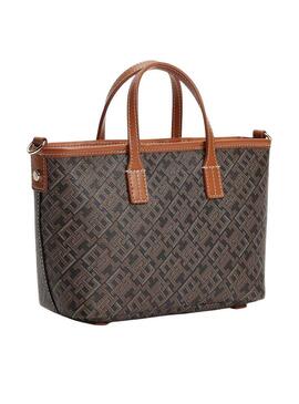 Borsa Tommy Hilfiger Monoplay mini tote marrone per donna