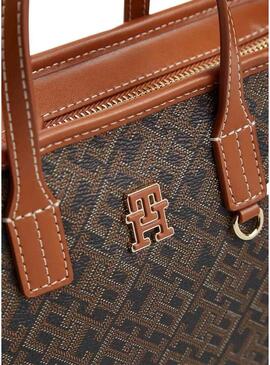 Borsa Tommy Hilfiger Monoplay mini tote marrone per donna