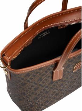 Borsa Tommy Hilfiger Monoplay mini tote marrone per donna