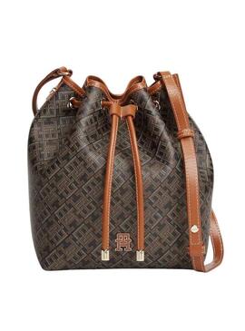 Borsa Tommy Hilfiger Monoplay Bucket marrone per donna