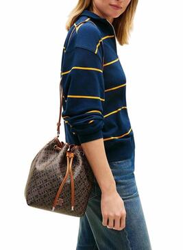 Borsa Tommy Hilfiger Monoplay Bucket marrone per donna