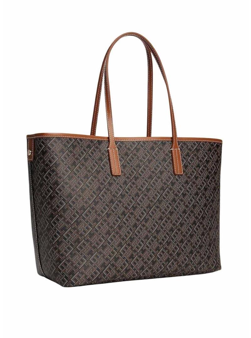 Borsa Tommy Hilfiger Monoplay Tote marrone per donna