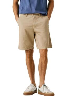 Shorts Pepe Jeans color beige in stile cinese per uomo.