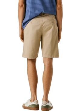 Shorts Pepe Jeans color beige in stile cinese per uomo.