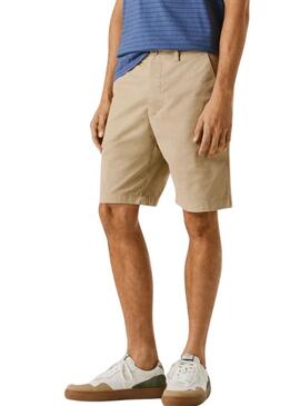 Shorts Pepe Jeans color beige in stile cinese per uomo.