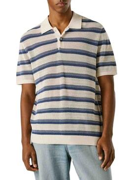 Polo Pepe Jeans Florian a righe blu per uomo.