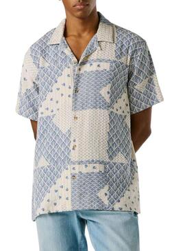 Camicia Pepe Jeans Pisarrot patchwork blu per uomo