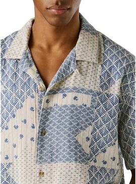 Camicia Pepe Jeans Pisarrot patchwork blu per uomo