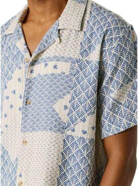 Camicia Pepe Jeans Pisarrot patchwork blu per uomo