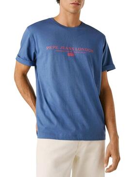 Maglietta Pepe Jeans Summer Logo blu per uomo