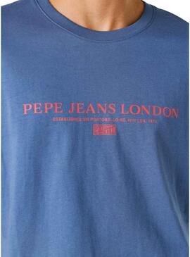Maglietta Pepe Jeans Summer Logo blu per uomo