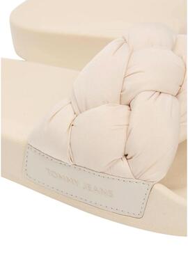 Ciabatte Tommy Jeans beige con tomaia intrecciata per donna.