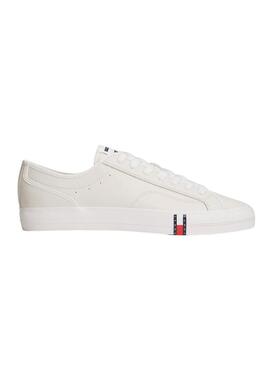 Scarpe Tommy Jeans in pelle Archive con logo bianco per uomo